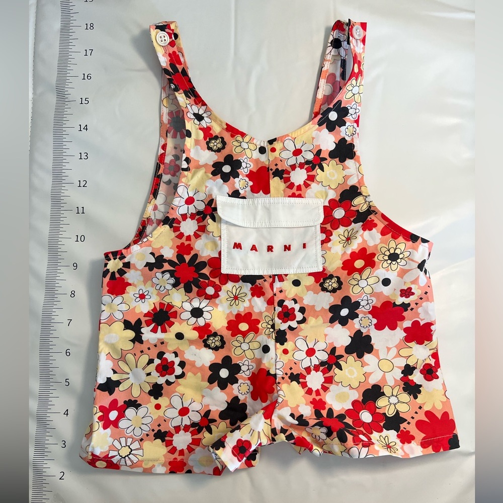 Marni Kids All-Over Floral Printed Sleeveless Dungarees